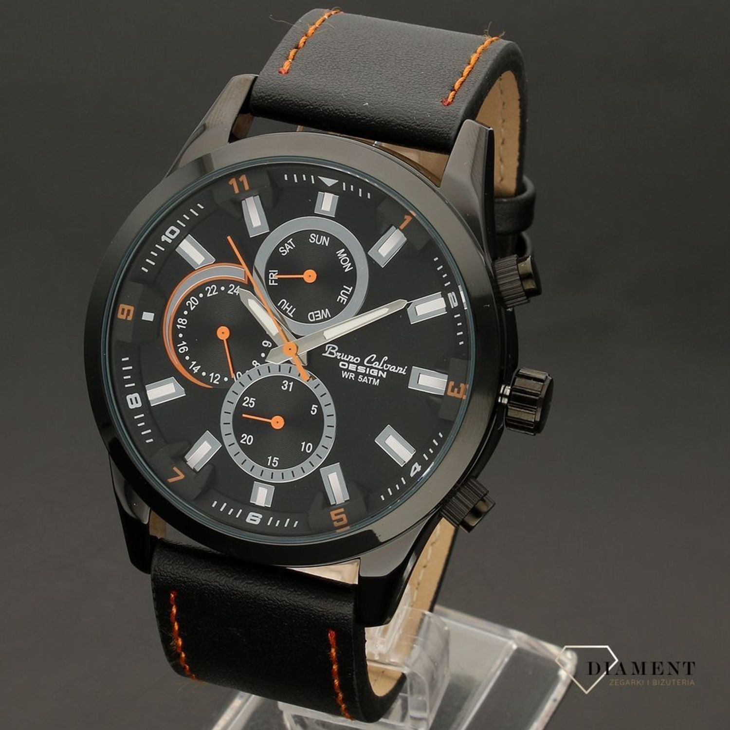 Zegarek męski Bruno Calvani BC992 pasek pomarańczowy.jpg